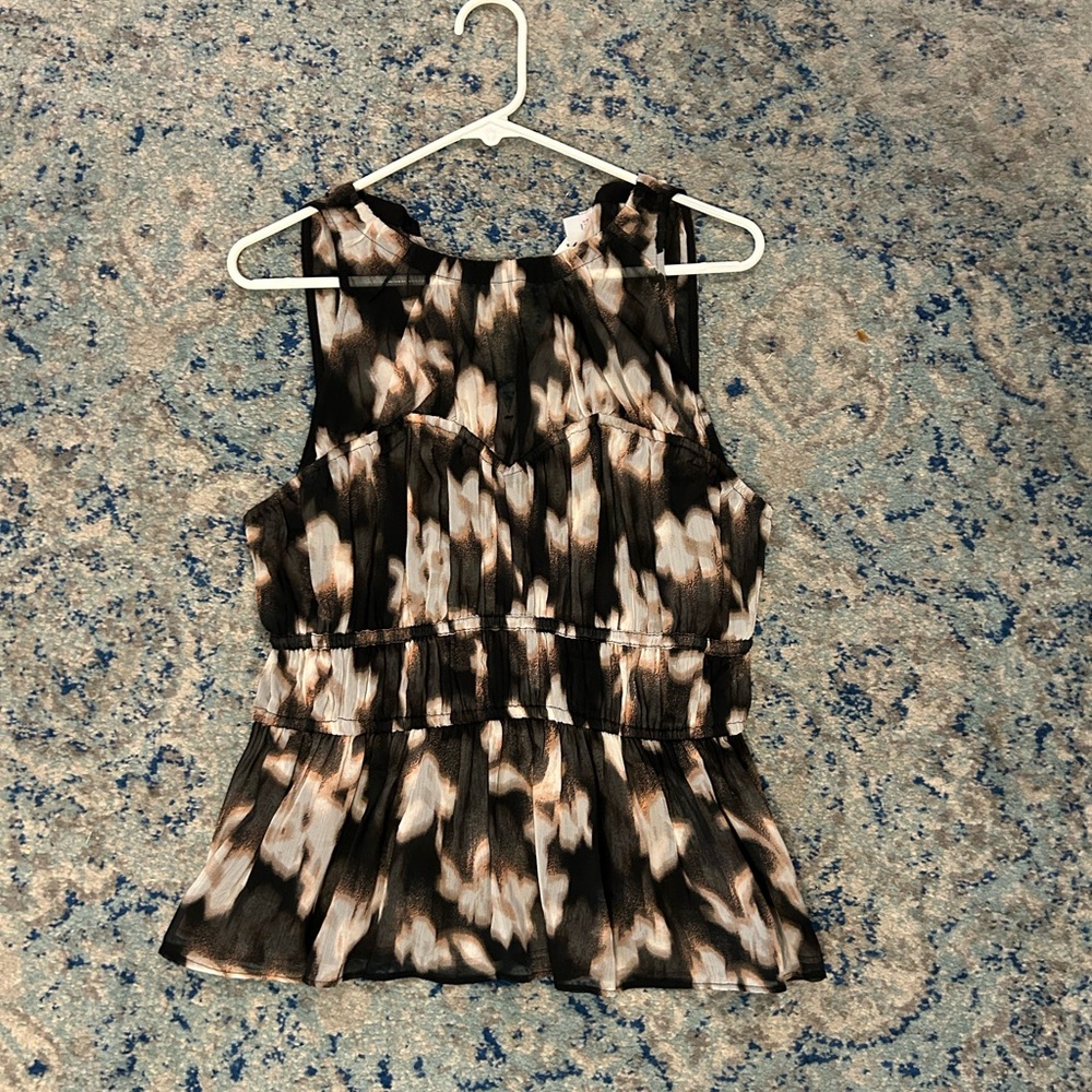 Old Navy Black and Cream Peplum Tank Top